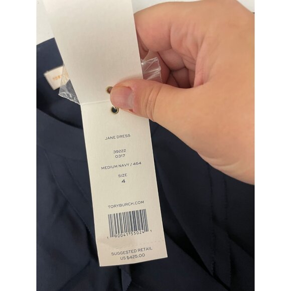 Tory Burch Womens Jane Shirt Dress Size 4 Navy Blue Crepe de chine ruffle NWT - Picture 8 of 14